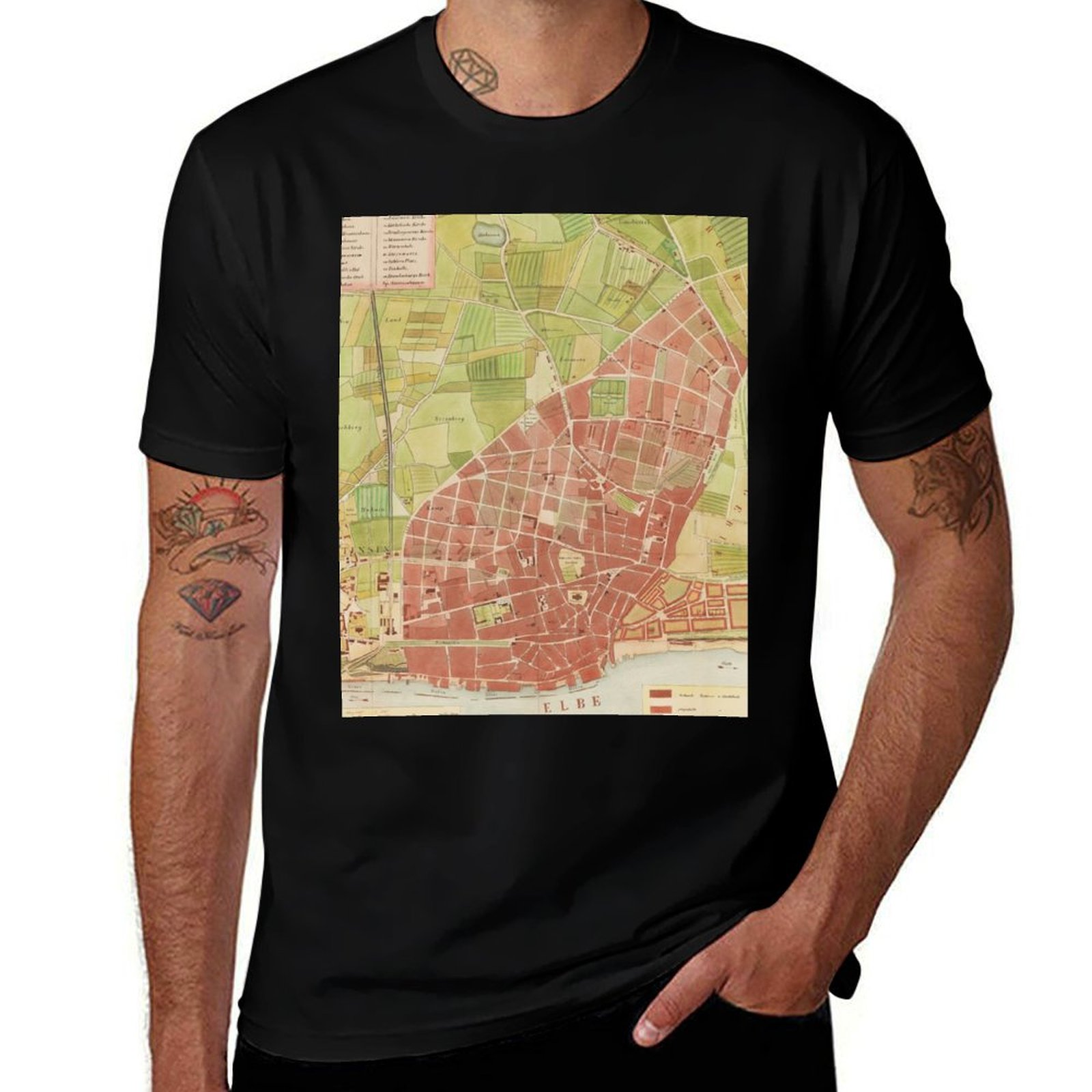 Vintage Fashion Hamburg - Vintage Altona Hamburg Map (1848) T-Shirt