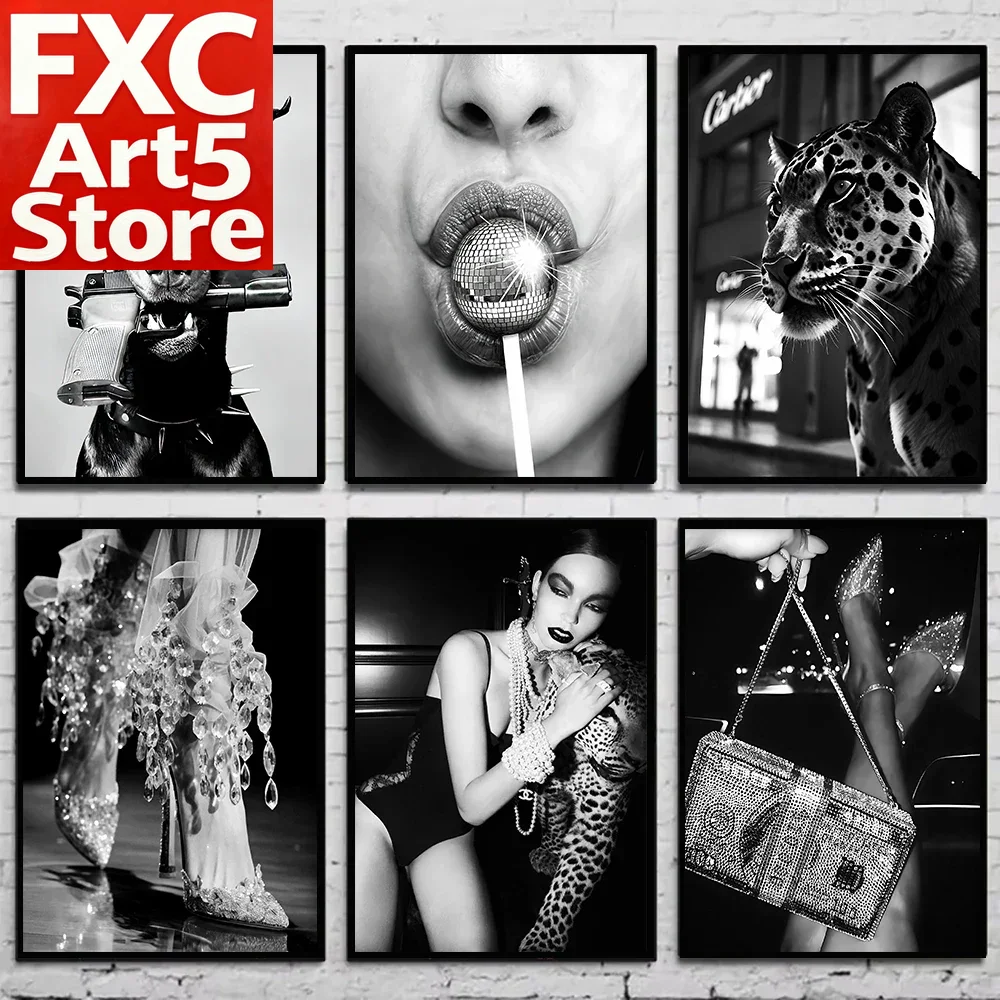 Vintage Fashion Photography - 1PC Frameless Black & White Fashion