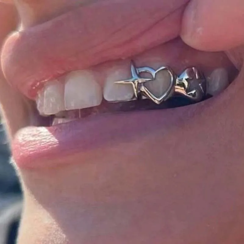 Vintage Fashion Guild - Punk Hip Hop Hollow Heart Teeth