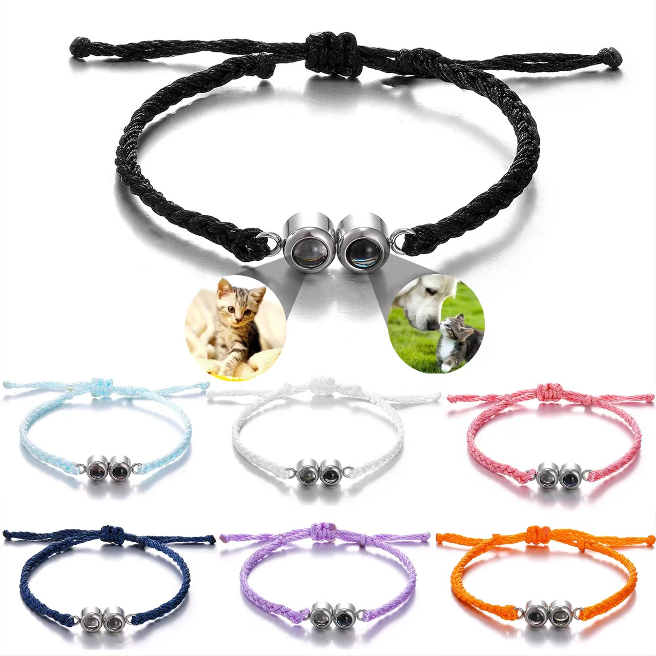 Vintage Fashion Photos - Customized Color Photo Handwoven Bracelet Couple