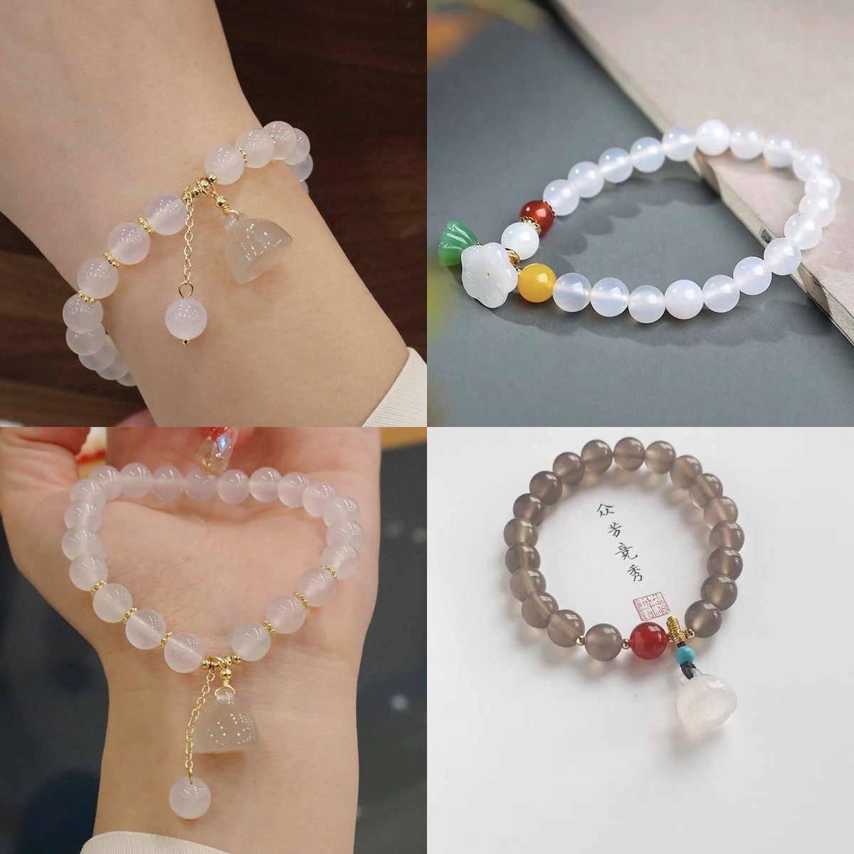 White Agate Bracelet with Lotu - đánh giá và giá Vintage Fashion Tiktok