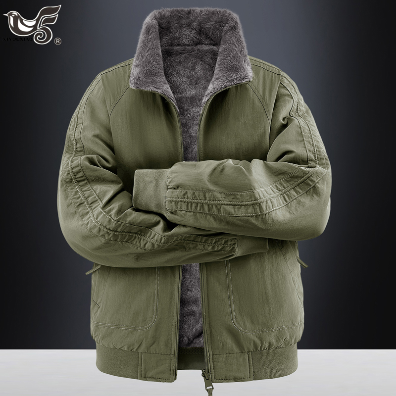 Men Parkas Thick Warm Reversib - đánh giá và giá Varsity Jacket Wool