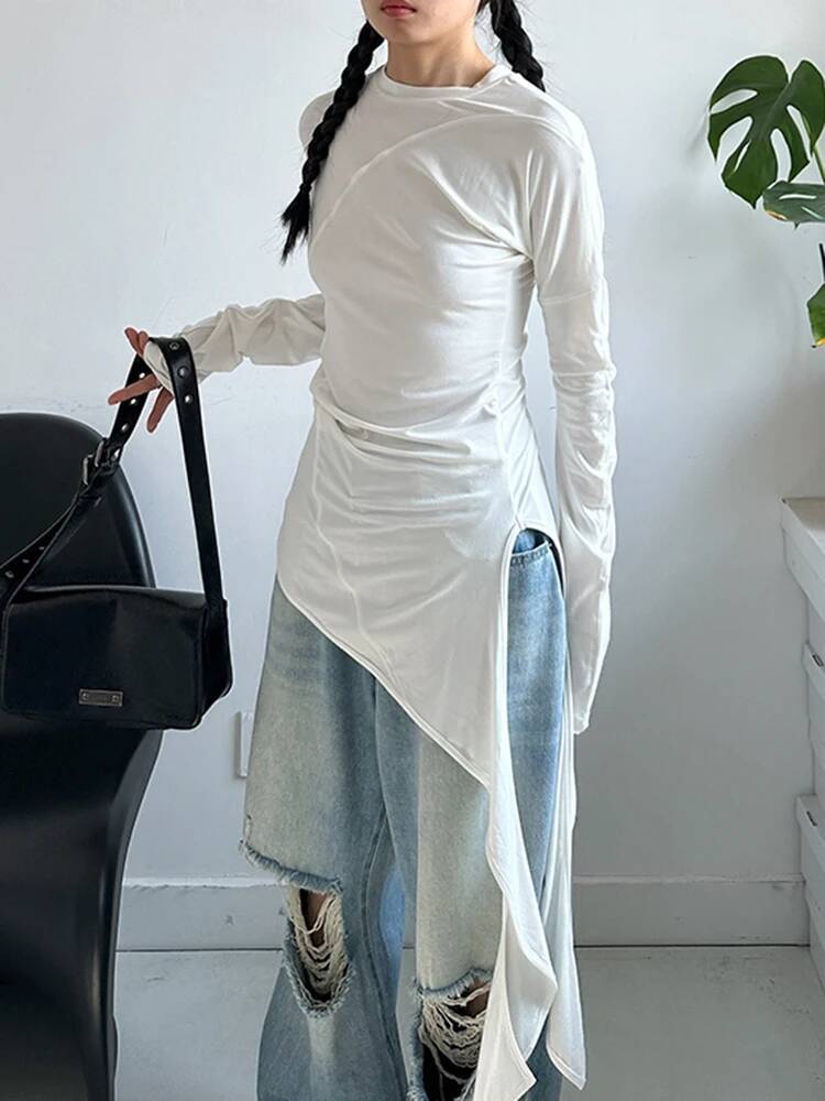 Hem Women White Irregular Eleg - đánh giá và giá Vintage Fashion Build