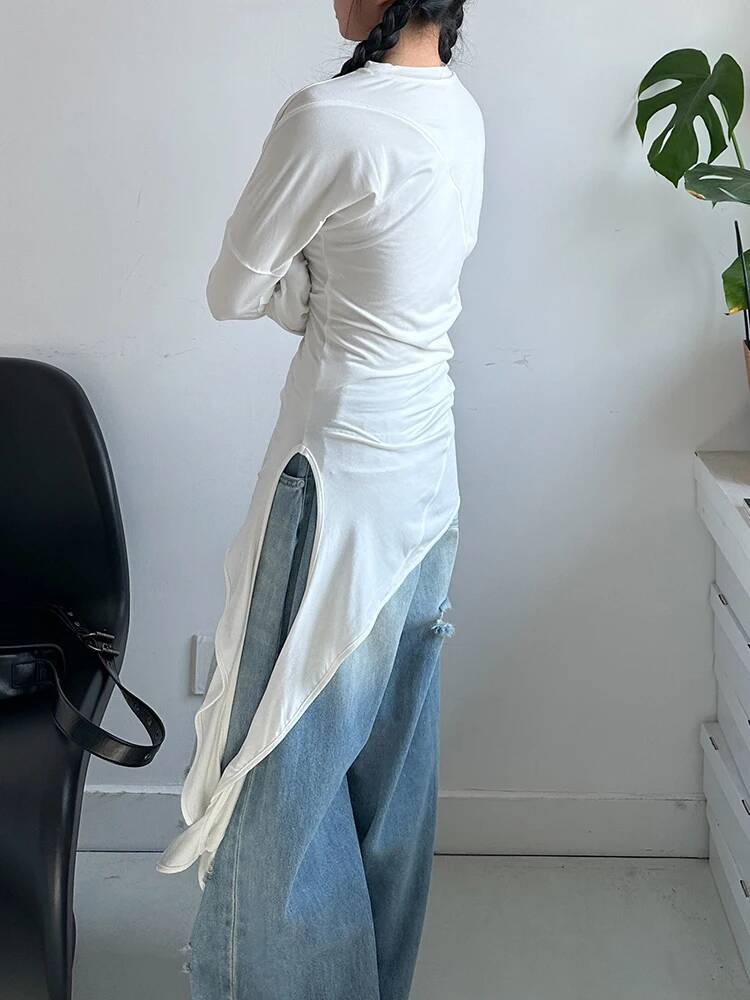 Hem Women White Irregular Eleg - đánh giá và giá Vintage Fashion Build