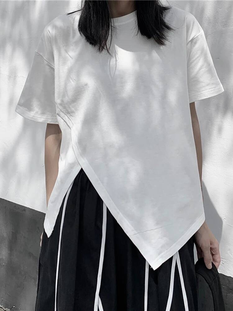 Irregular Women White Slit Hem - đánh giá và giá Vintage Fashion Build