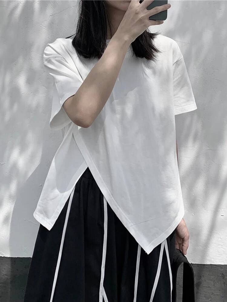Irregular Women White Slit Hem - đánh giá và giá Vintage Fashion Build