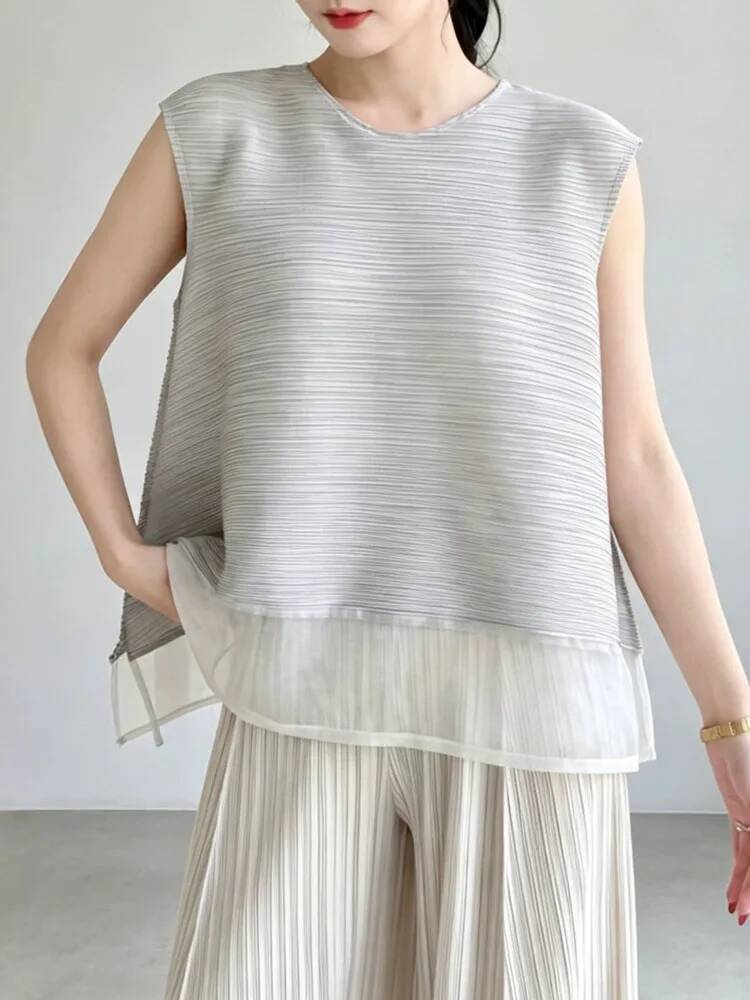 Fashion Mesh Patchwork Pleated - đánh giá và giá Vintage Fashion Build